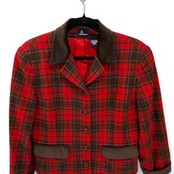 Liz Claiborne Women's Vintage Plaid Wool Jacket - Picture 1 of 8